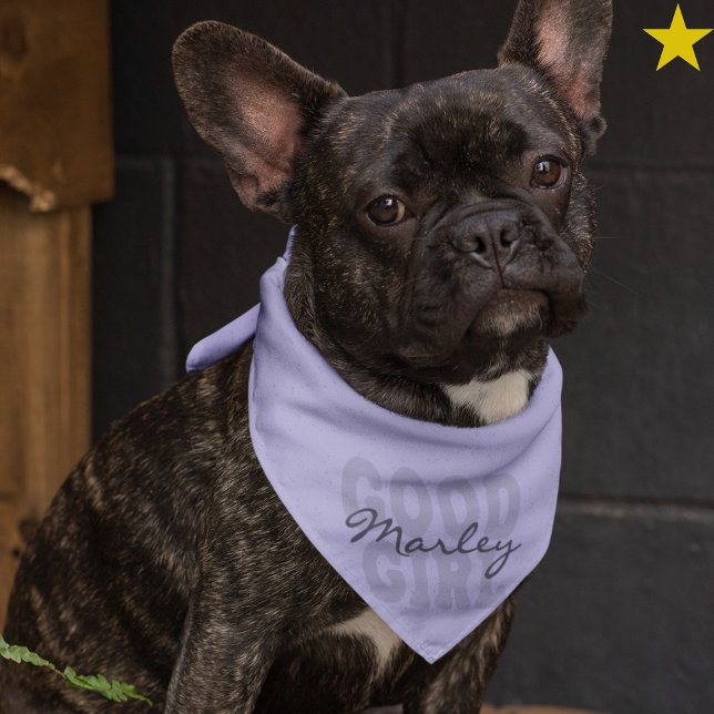 Lavender Modern Minimalist Custom Name Pet Bandana (Creator Uploaded)