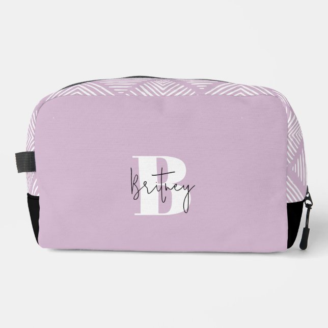 Lavender Modern Minimalist Monogrammed Dopp Kit (Front)