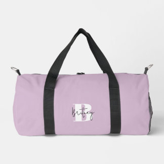 Lavender Modern Minimalist Monogrammed Duffle Bag