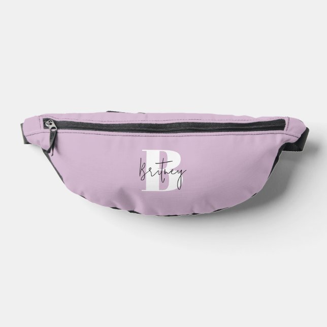 Lavender Modern Minimalist Monogrammed Fanny Pack (Lay Down)