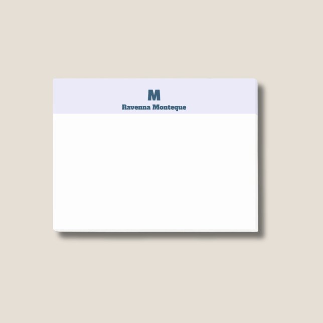 Lavender Modern Personalized Name Letter Monogram Post-it Notes (Creator Uploaded)