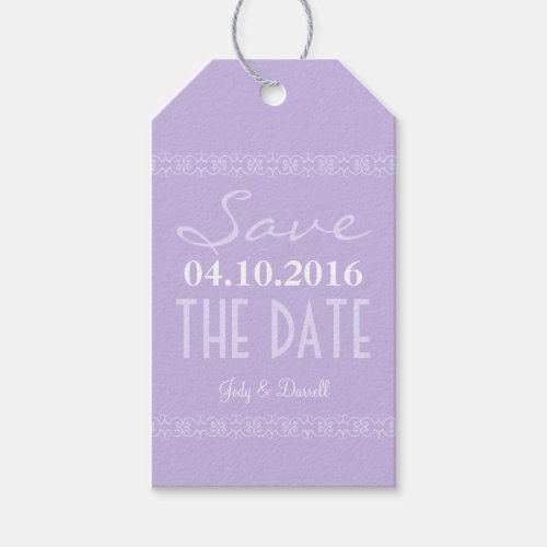 Lavender Modern Save The Date Wedding Favor Tags