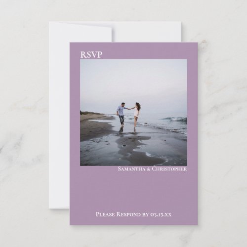 Lavender Modern Simple Minimalist Photo Wedding RSVP Card
