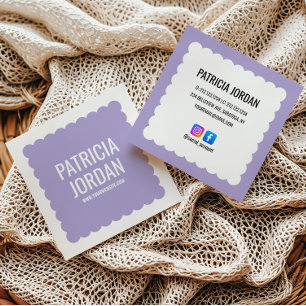 Lavender modern Wave Simple Social Media Icons Square Business Card