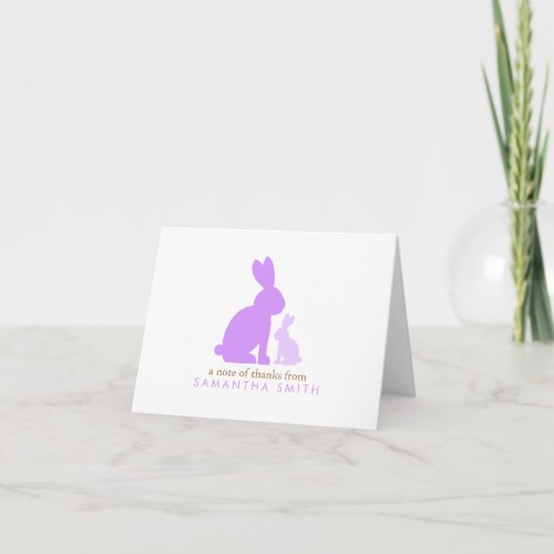 Lavender Mom and Baby Rabbit Thank You Notes