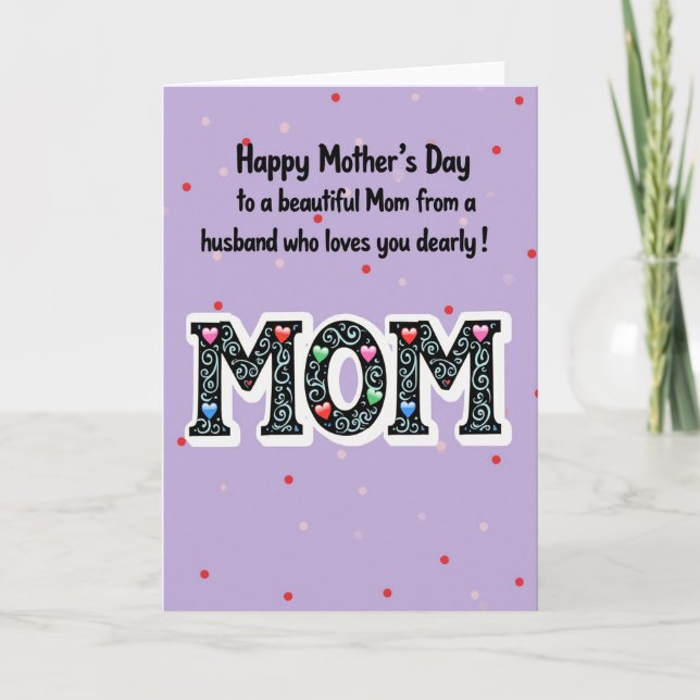 Lavender Mom Love Swirls Card (Front)