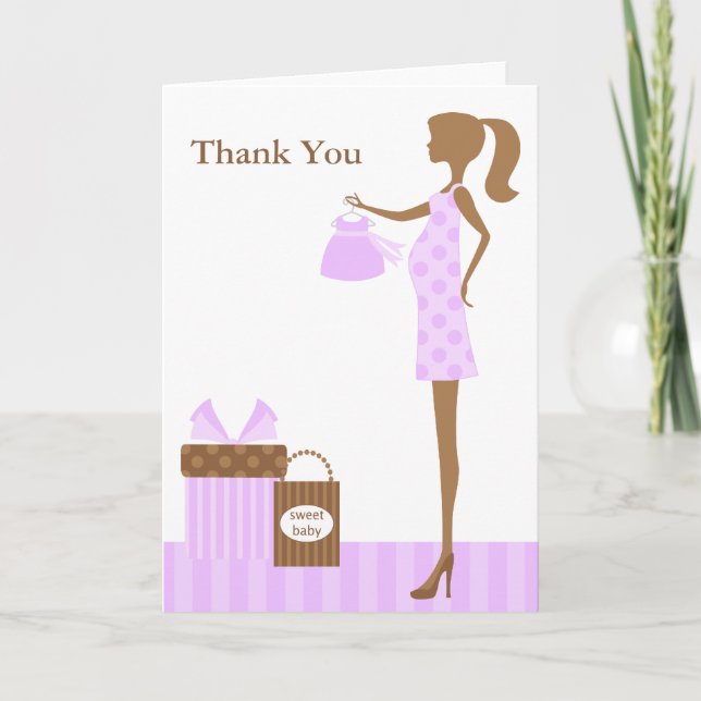 Lavender Mom To Be Baby Shower Thank You Card (Front)