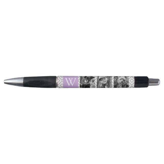 Lavender Monogram and Photo Collage Pen (Front)