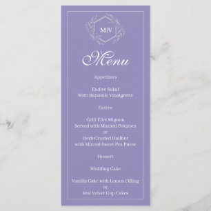 Lavender Monogram Crest Menu