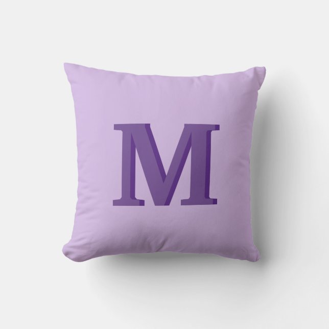 Lavender Monogram Initial  Throw Pillow (Front)
