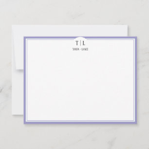 Lavender Monogram Initials Couple Custom Wedding Note Card