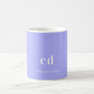 Lavender monogram initials name coffee mug
