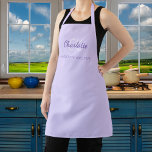Lavender monogram name apron<br><div class="desc">Violet, lavender colored background. Personalize and add your first name, monogram initials and full name. Use your back space key to delete if you want the apron without your full name.</div>