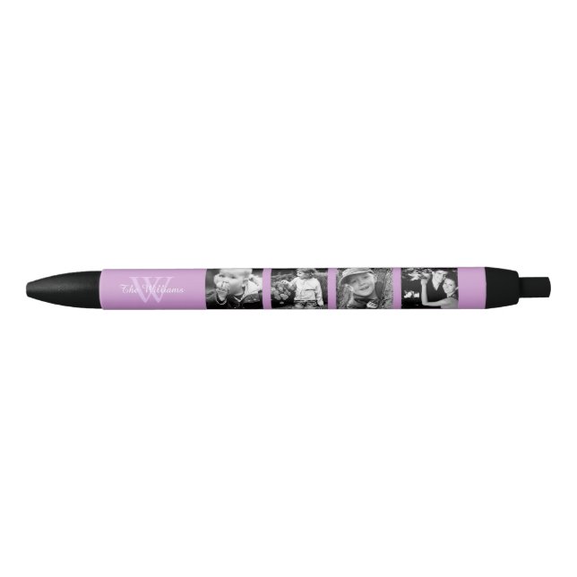 Lavender Monogram Photo Collage Pen (Front)