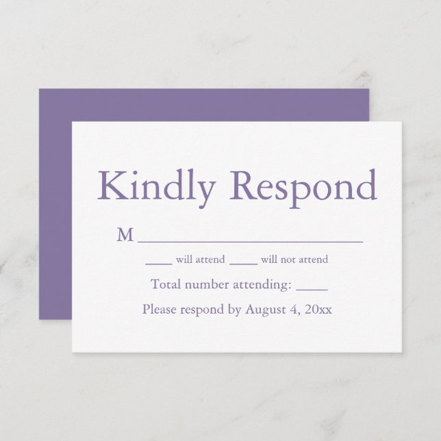 Lavender Monogram Response RSVP Card (Front/Back)