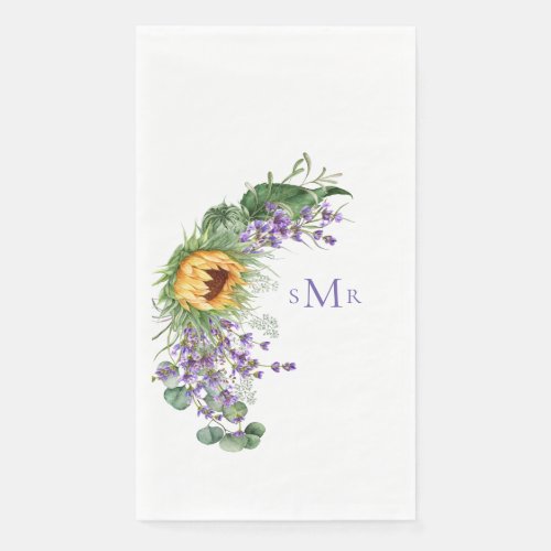 Lavender Monogram Sunflower Paper Guest Towels
