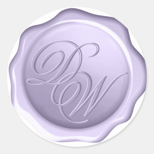 Lavender Monogram Wax Seal 2 Letters Purple Script