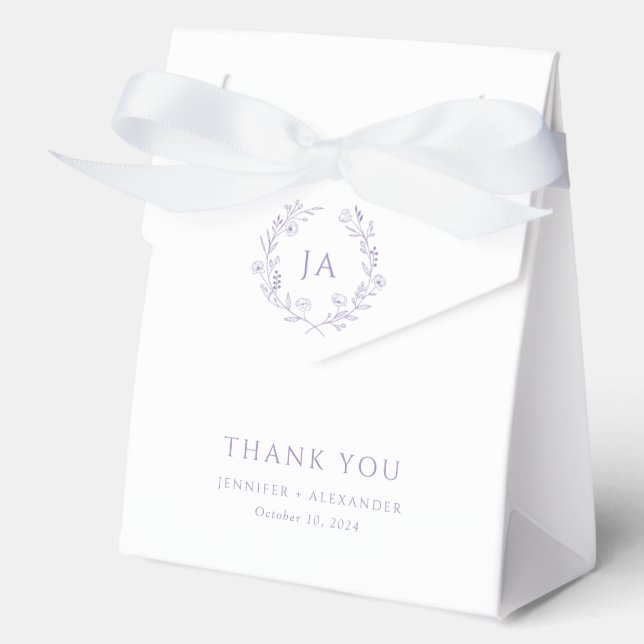 Lavender Monogram Wedding Favor Boxes (Front)