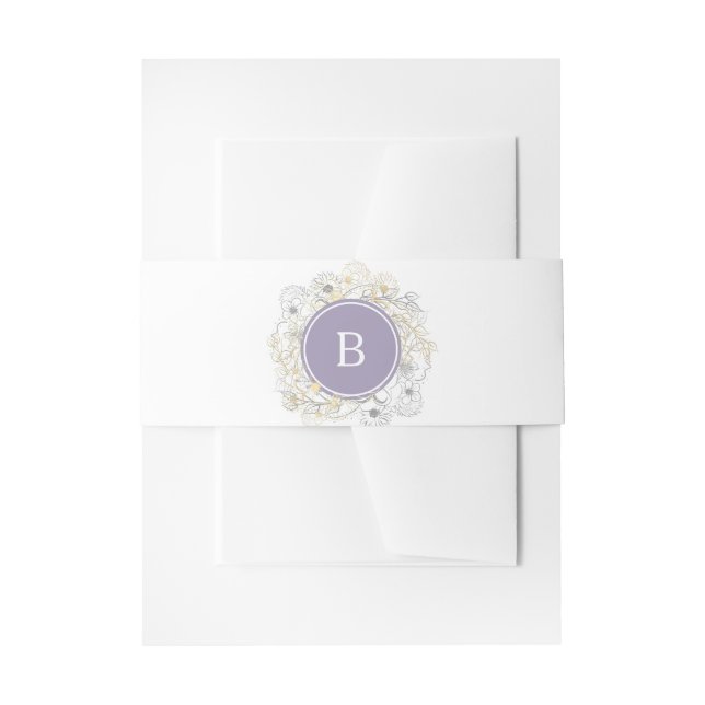Lavender Monogram Wedding Invitation Belly Band (Front Example)