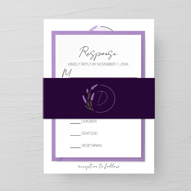 Lavender Monogram Wedding Invitation Belly Band (Creator Uploaded)