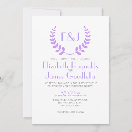 Lavender Monogram Wedding Invitations