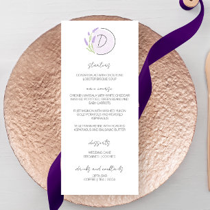 Lavender Monogram Wedding Menu