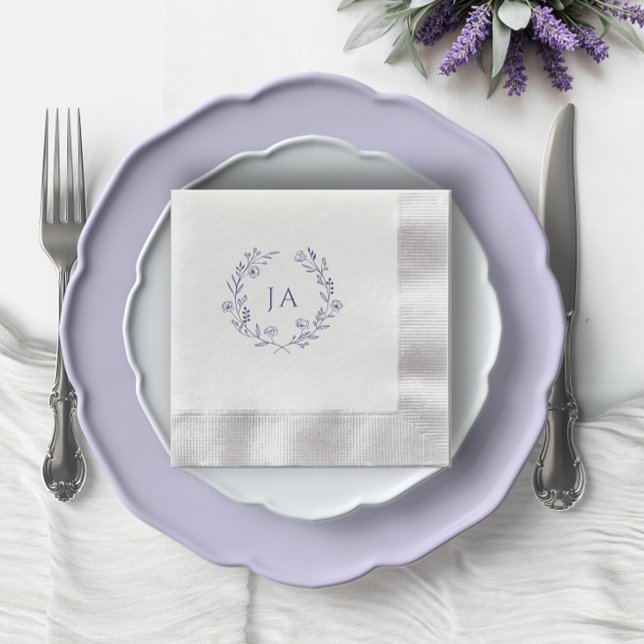 Lavender Monogram Wedding Napkins (Creator Uploaded)