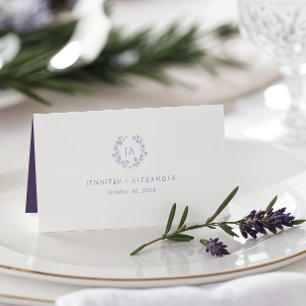 Lavender Monogram Wedding Place Card
