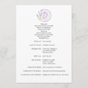 Lavender Monogram Wedding Program