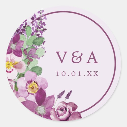 Lavender Monogram Wedding Sticker