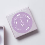 Lavender Monogram Wedding Stickers<br><div class="desc">A modern yet elegant purple monogram wedding sticker features unique lavender line art. Use the template fields to customize the bride and groom's initials. Customize the color to suit your wedding theme. Perfect for wedding favors and envelope seals. To see the matching lavender wedding monogram invitation suite visit https://www.zazzle.com/collections/minimalist_lavender_wedding_theme-119082934552465656 Line...</div>