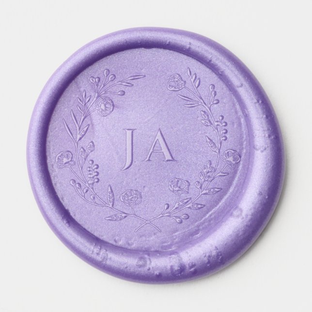 Lavender Monogram Wedding Wax Seal Sticker (Front)
