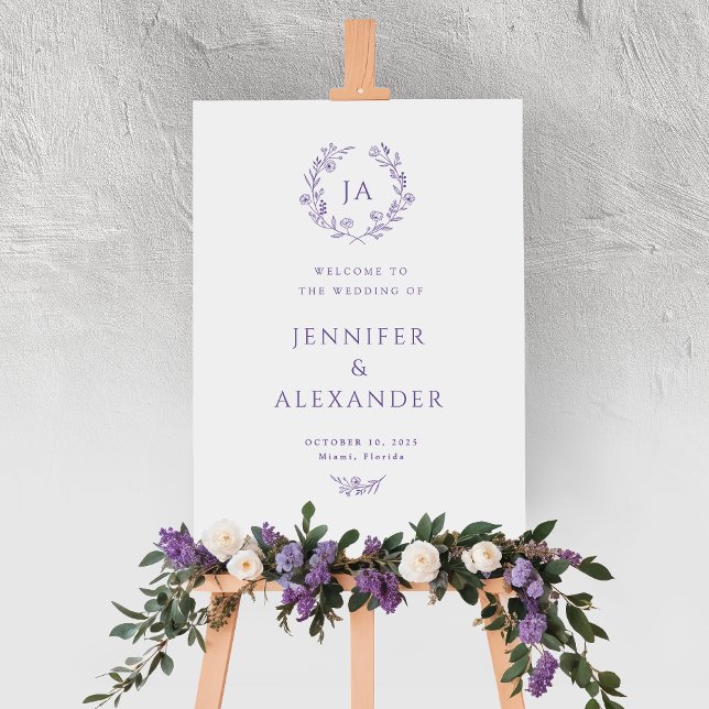Lavender Monogram Wedding Welcome Sign (Creator Uploaded)