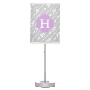 Lavender Monogrammed Arrows Pattern Table Lamp