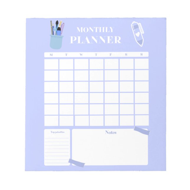 Lavender Monthly Planner Layout Art Notepad (Front)