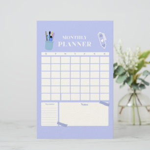 Lavender Monthly Planner Layout Art Stationery