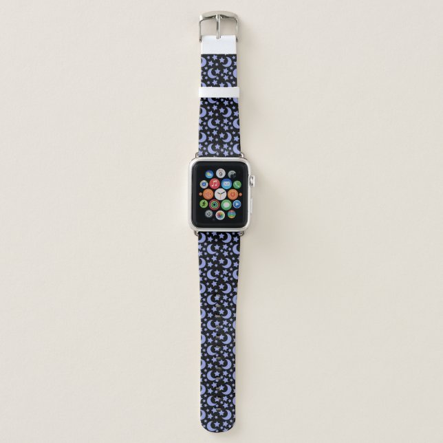 Lavender Moons and Stars Celestial Pattern Apple Watch Band (Front)