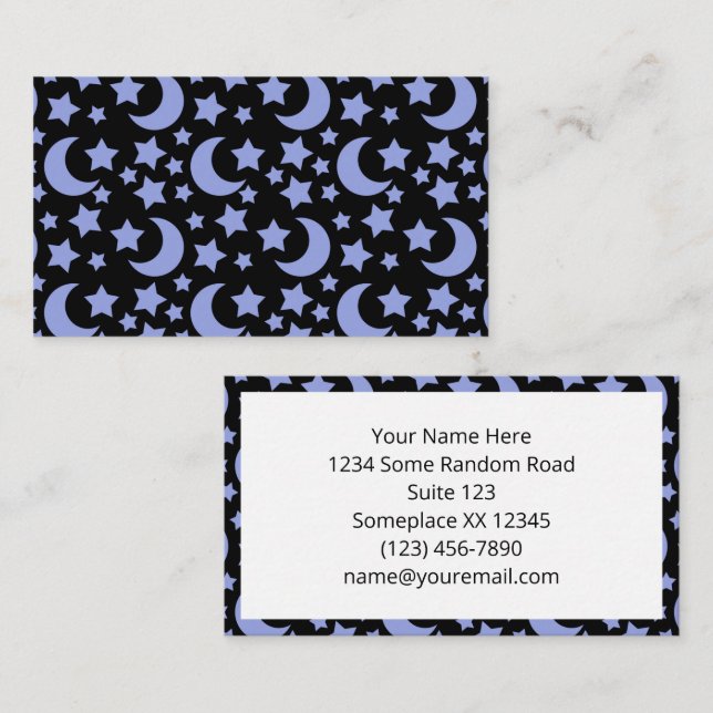 Lavender Moons and Stars Celestial Pattern Business Card (Front/Back)
