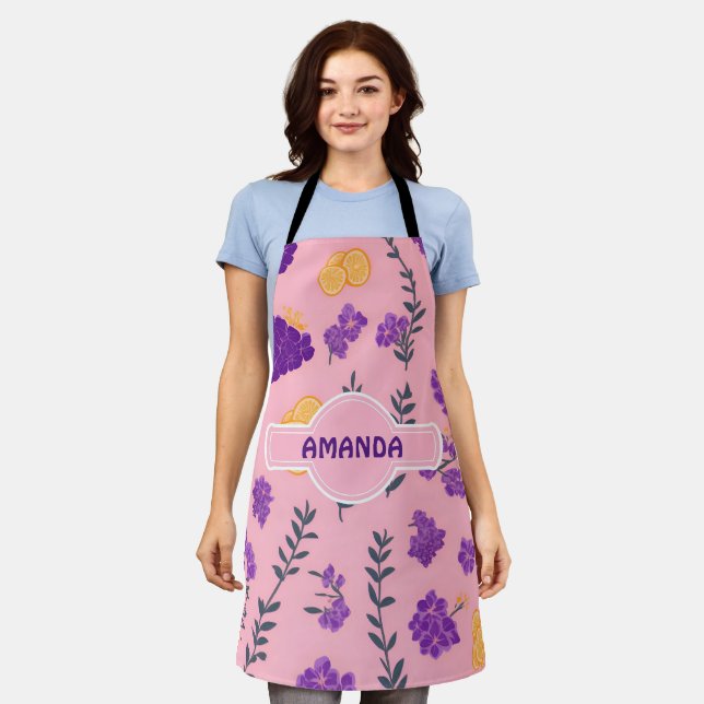 Lavender Mosaic Colorful Personalized Pattern Apron (Worn)