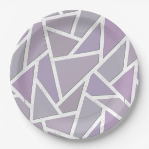 Lavender mosaic pattern paper plates