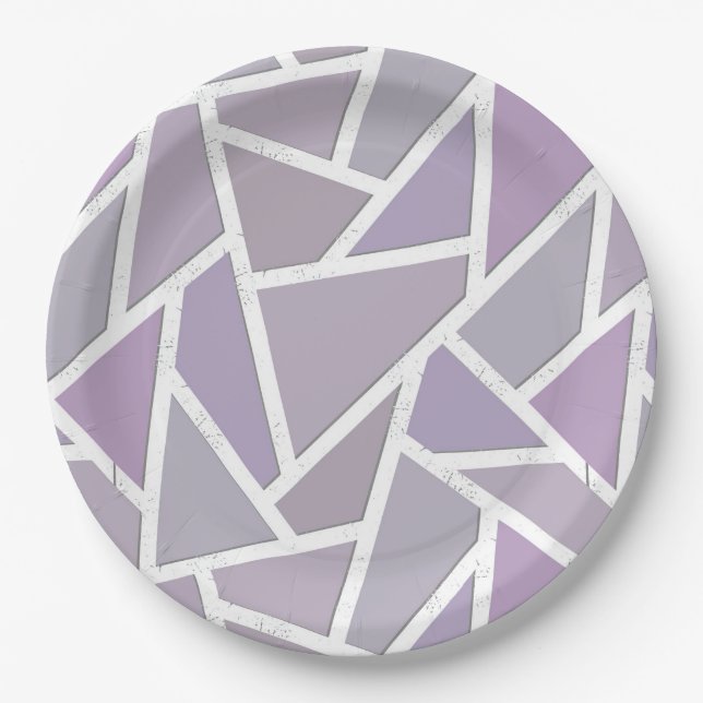 Lavender mosaic pattern paper plates (Front)