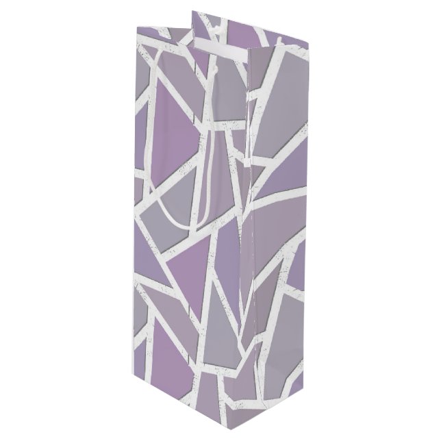 Lavender mosaic pattern wine gift bag (Front Angled)