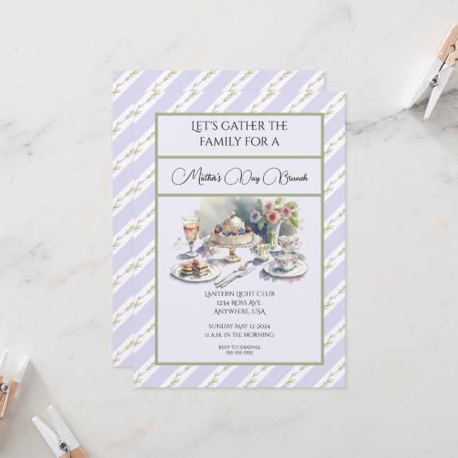 Lavender Mother's Day Brunch Invitation (Front/Back In Situ)