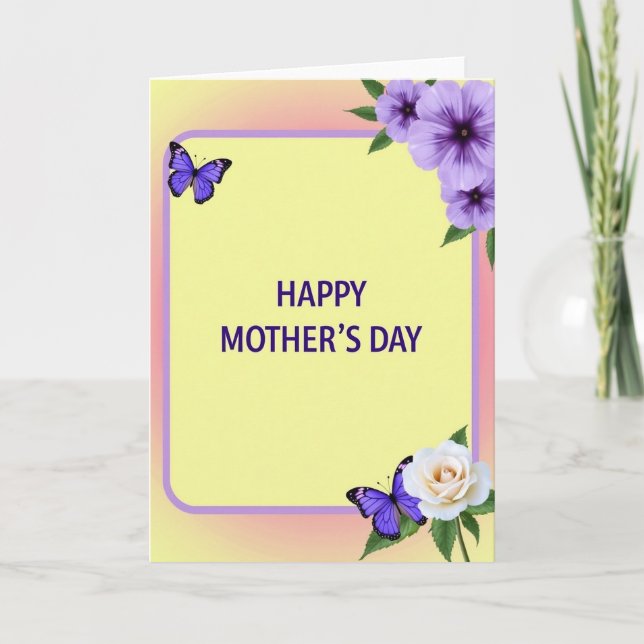 Lavender Mothers Day Rose Card (Front)
