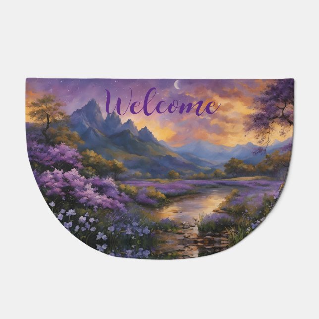 Lavender Mountain Valley at Dawn Doormat (Front)