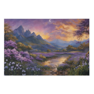 Lavender Mountain Valley at Dawn Faux Canvas Print