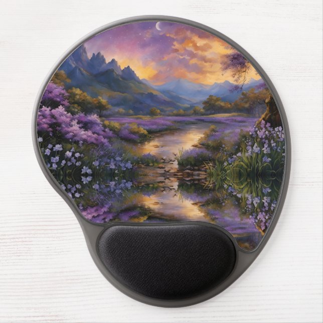 Lavender Mountain Valley at Dawn Gel Mouse Pad (Front)