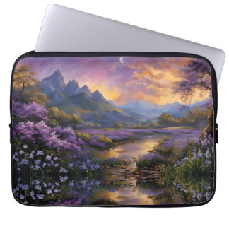 Lavender Mountain Valley at Dawn Laptop Sleeve