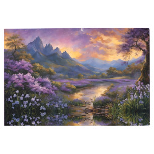 Lavender Mountain Valley at Dawn Metal Print