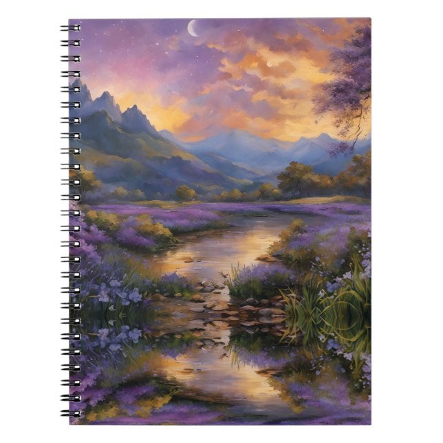 Lavender Mountain Valley at Dawn Notebook (Front)